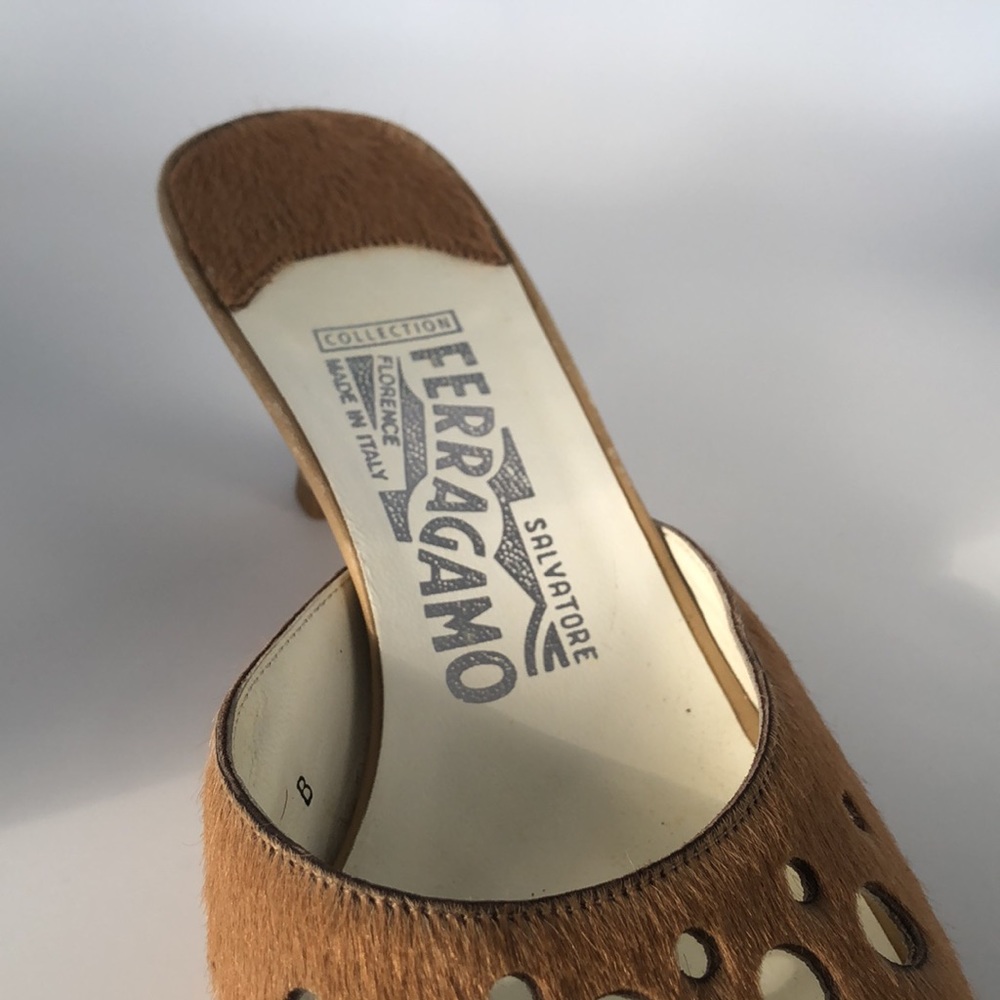 Salvatore Ferragamo Tan Open-Toe Mule Sandals - Picture 3 of 7